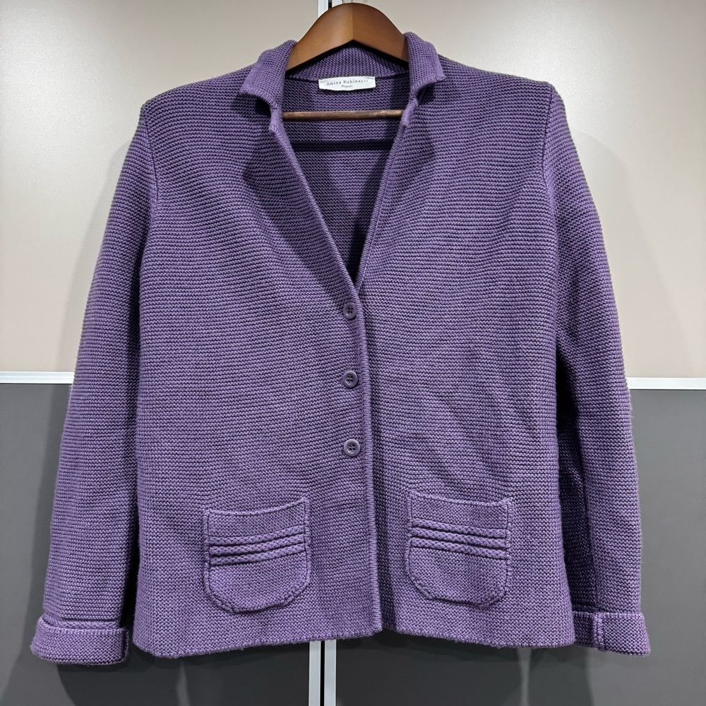 Amina Rubinacci Napoli Cardigan Women’s EU 46 US Purple Lilac Coastal Preppy